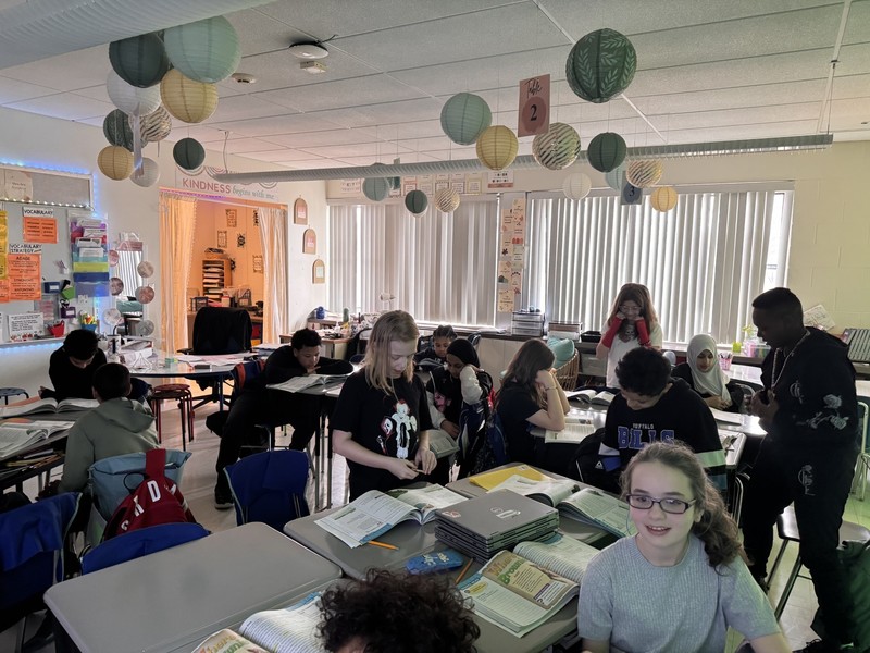 Students learn in class.