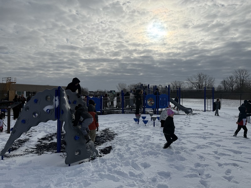 Students play on the new playground.