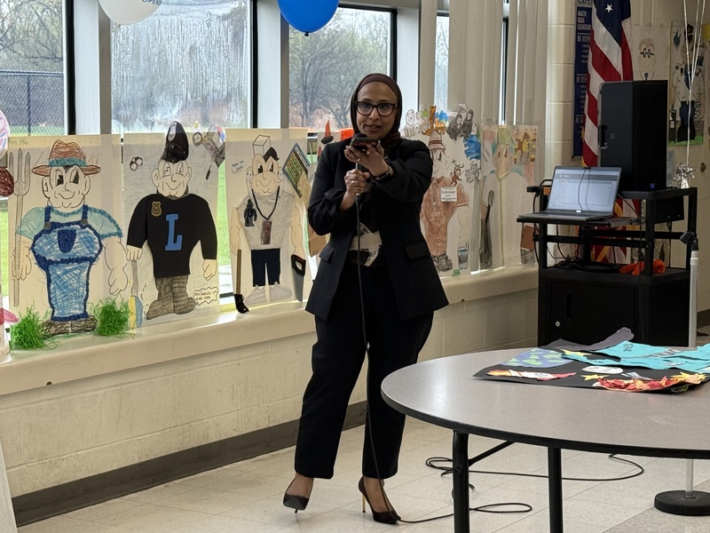 Supt. Nashir speaks at the playground opening.