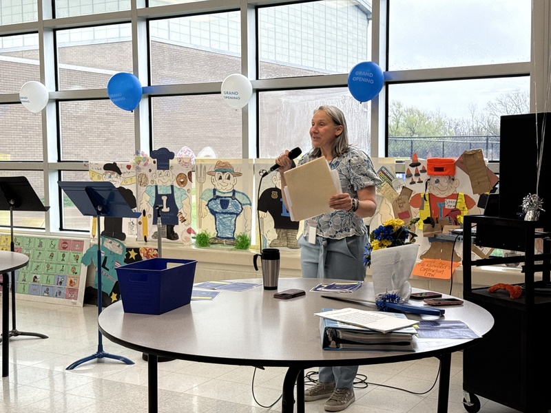 Principal Andreozzi speaks at the playground opening.