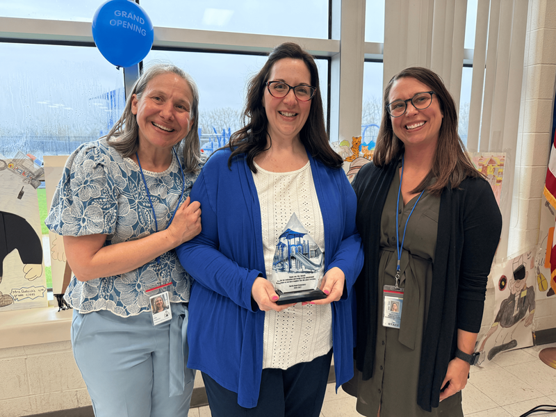 Assistant Principal Mobberly stands with Principal Andreozzi and Assistant Principal Mobberly.