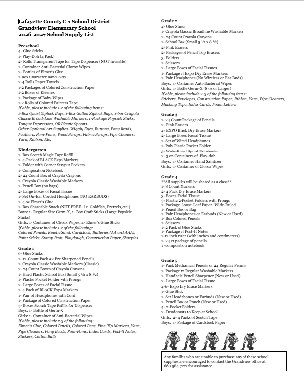 School Supply List 26-27