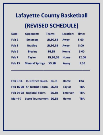 Revised basketball schedule