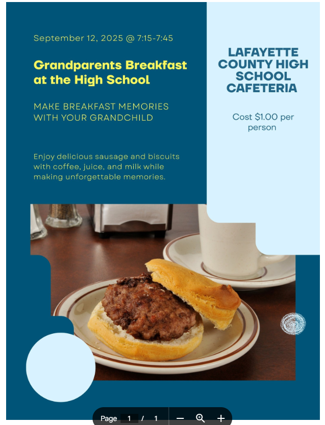 Grandparent's Day at the High School Sept 12th