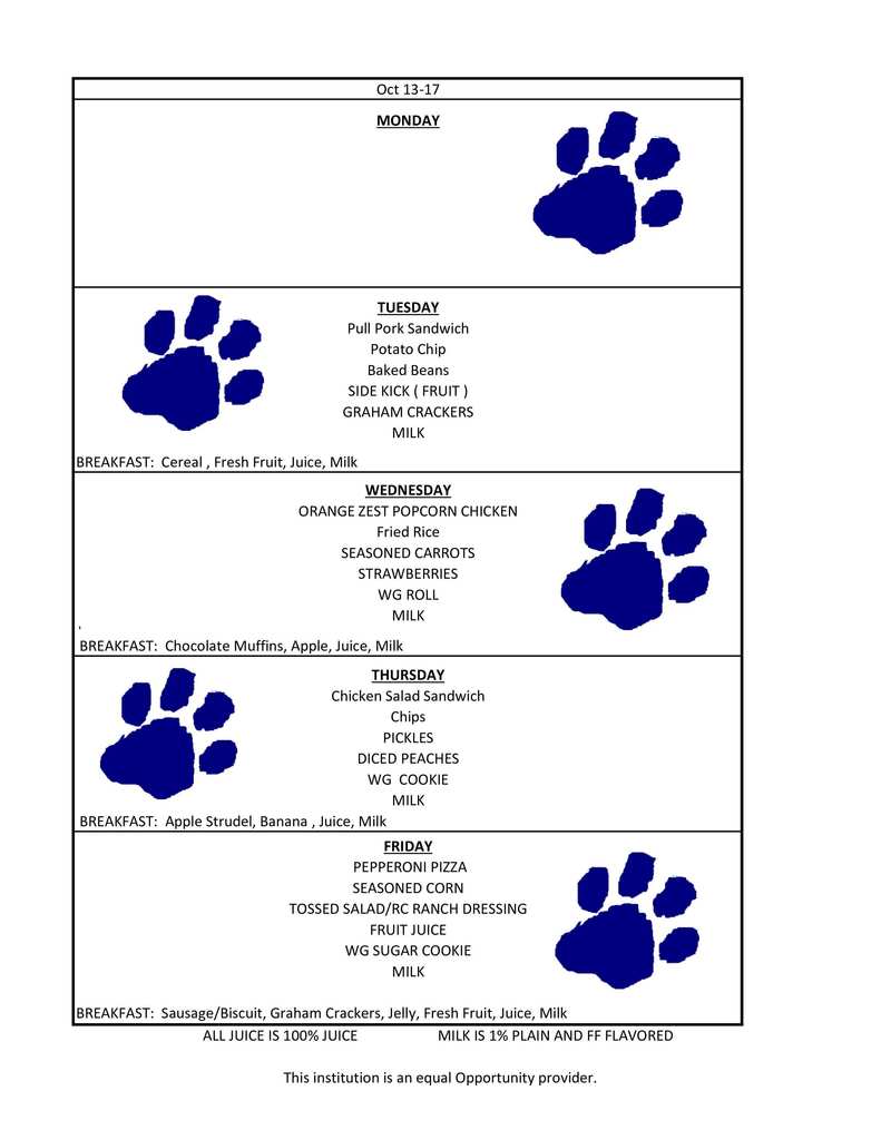 Elementary Lunch Template WEEK 3 JT Oct 13-17