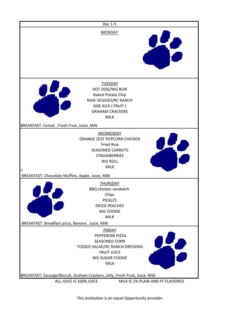 Elementary Lunch Template WEEK 3 JT Dec 1-5