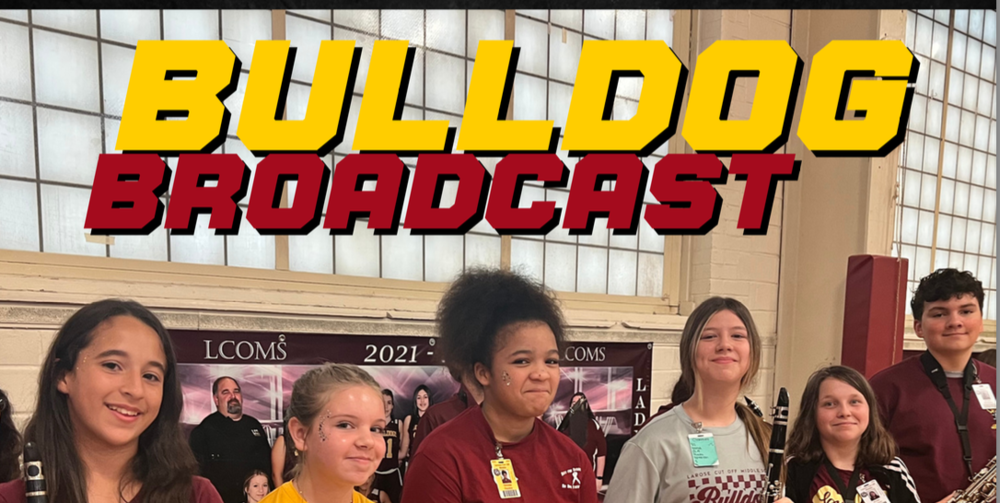 LCOMS Band Students on the cover of the Bulldog Broadcast magazine. 