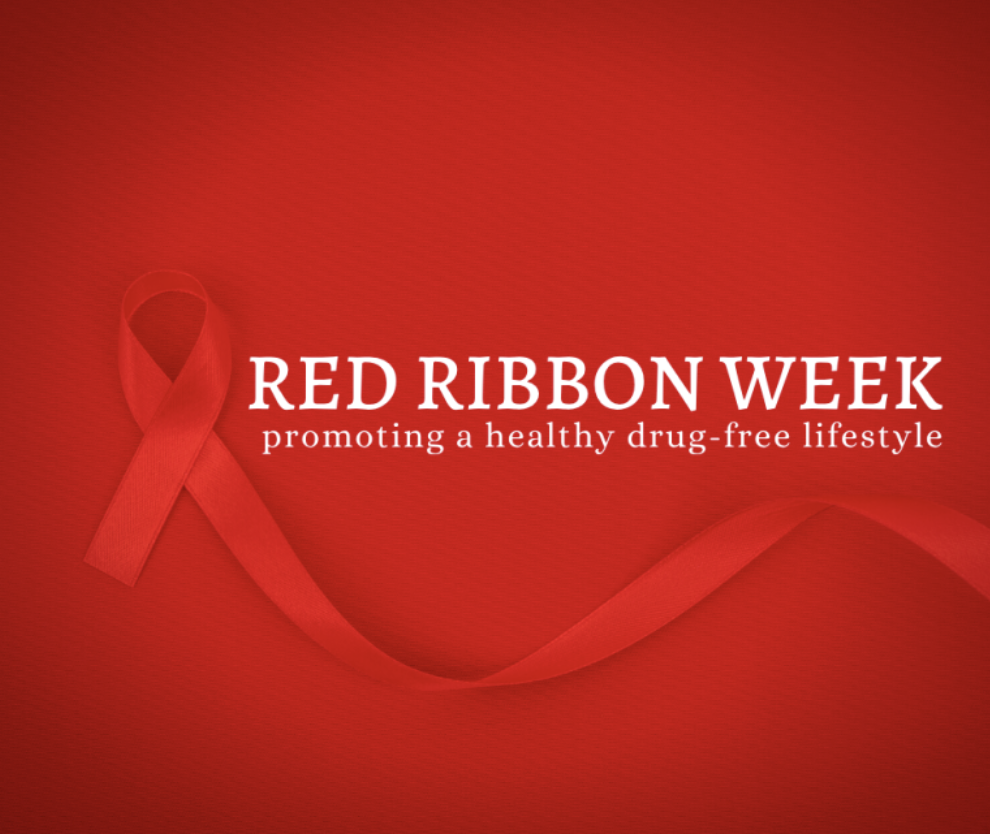 Red background with words Red Ribbon Week