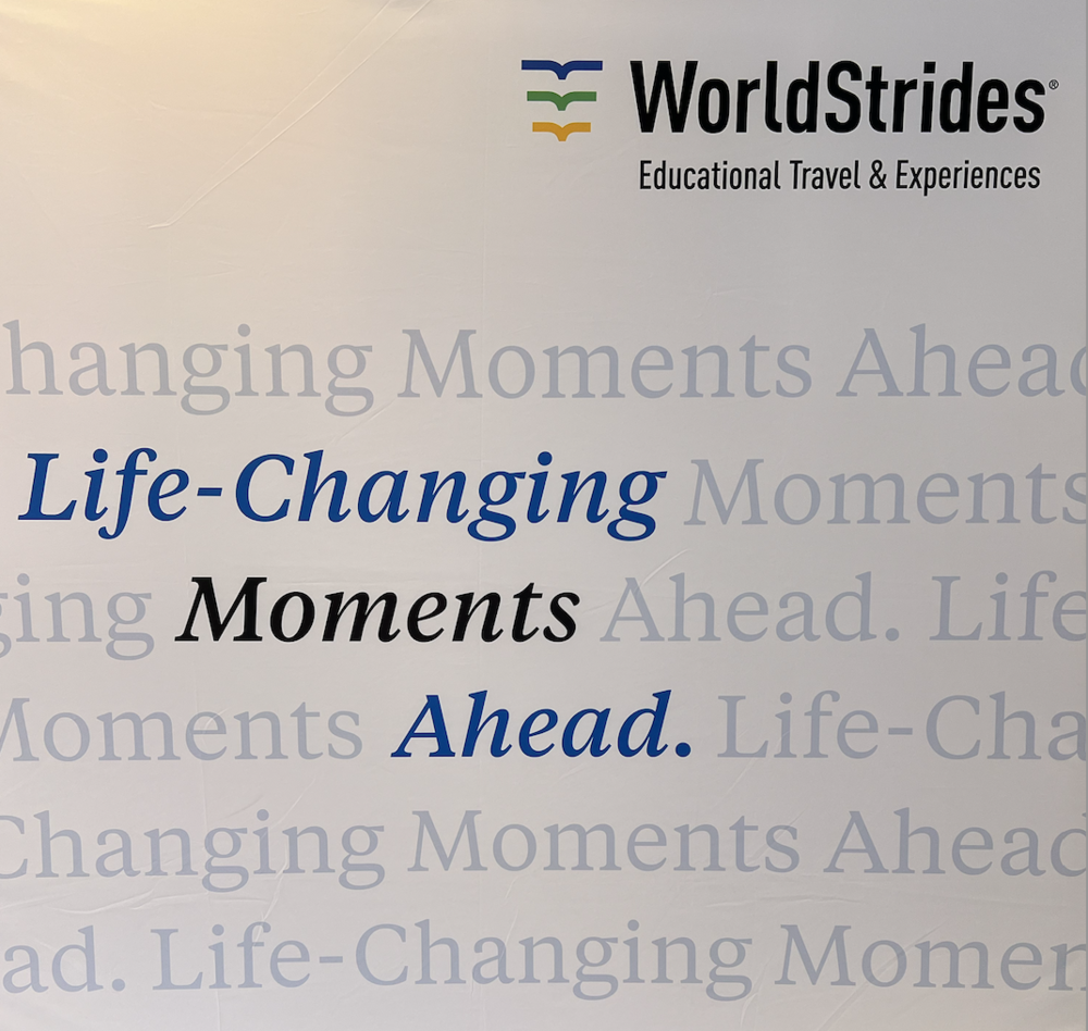 WorldStrides logo with wording that says Life-Changing Moments Ahead