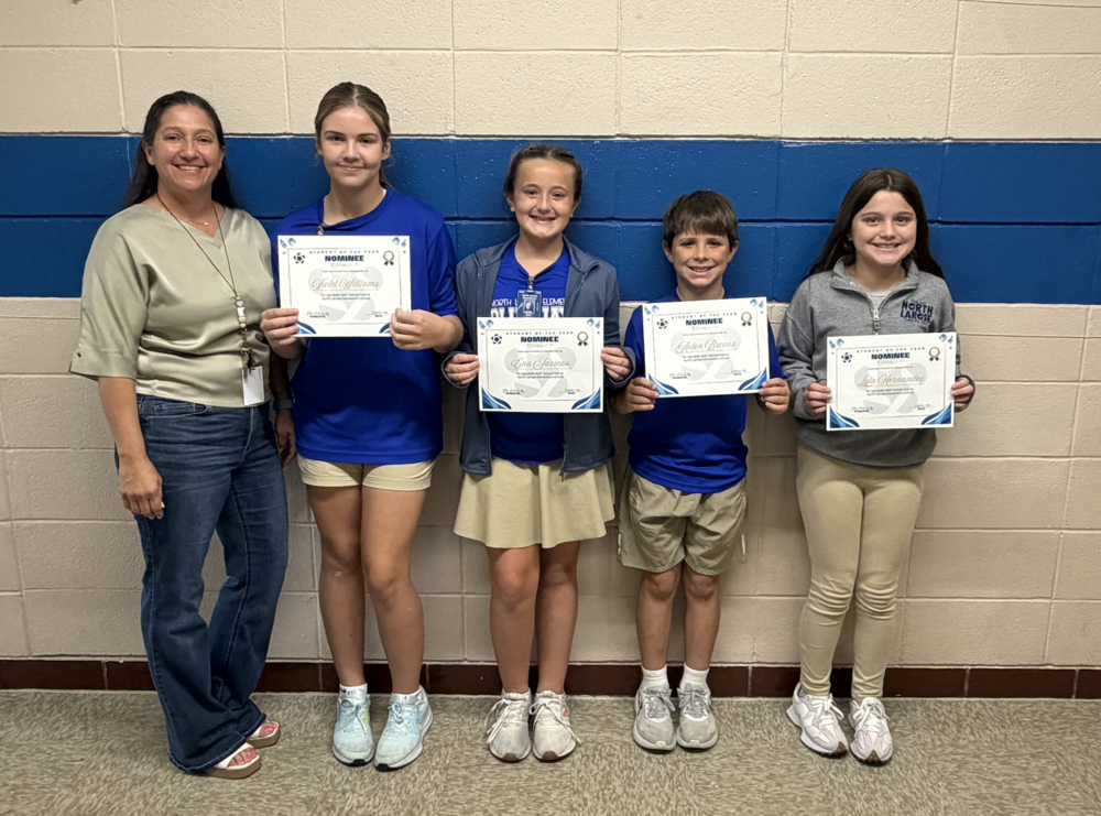 Photo of 4 Student of the Year Nominees & Principal