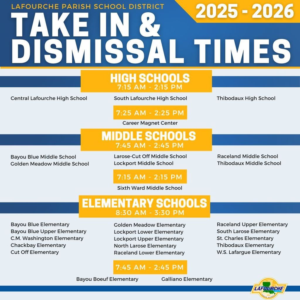 Take In and Dismissal Times