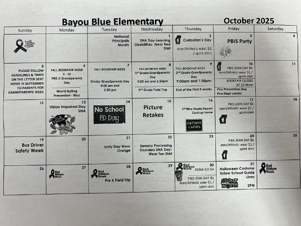 School events calendar