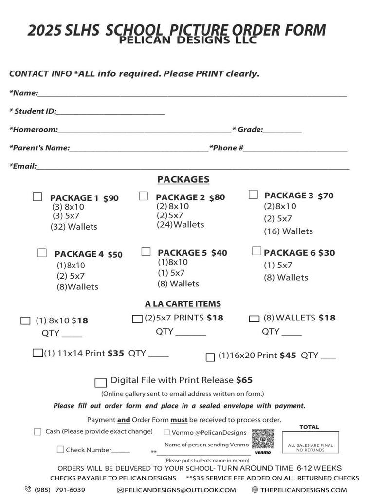 School Picture order form