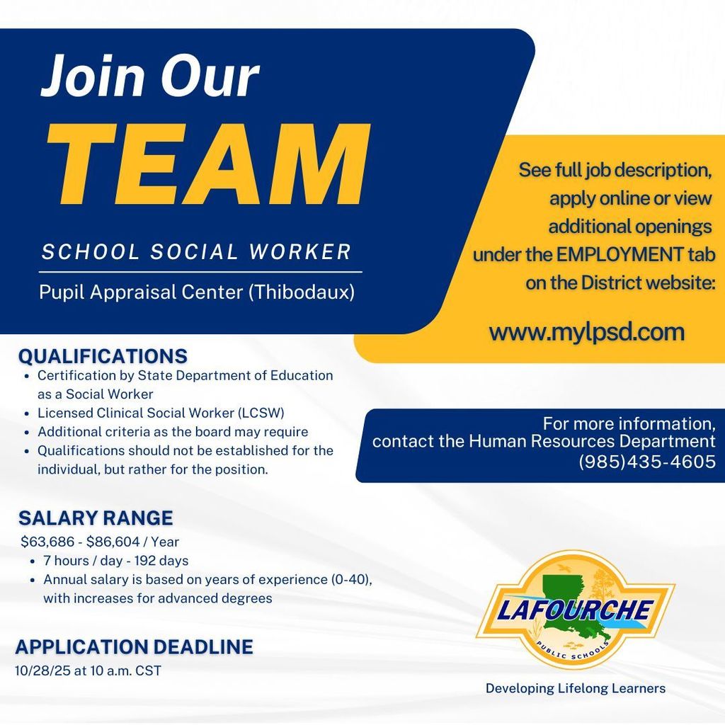 School  social worker job posting.