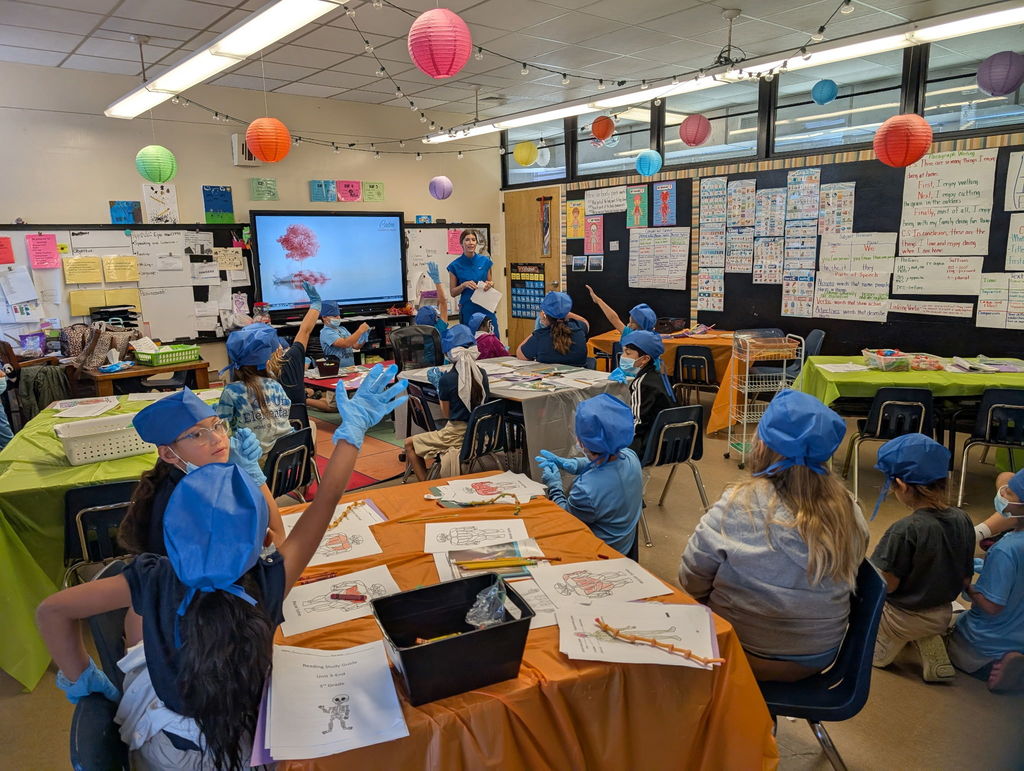Teacher takes picture as students are learning. 