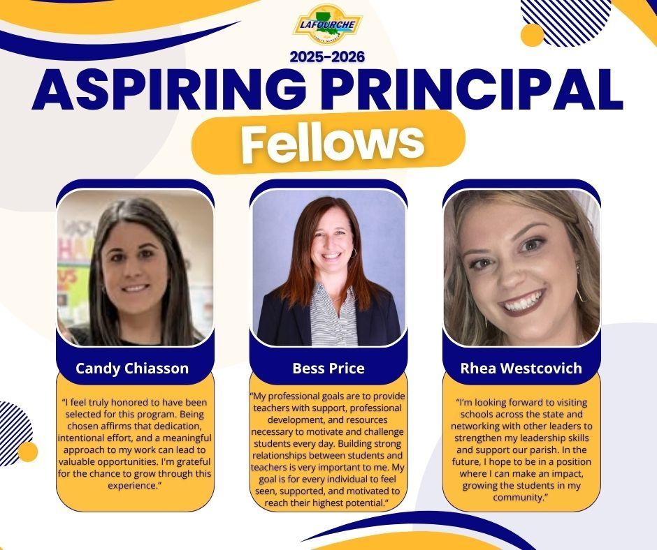 A graphic containing the headshots of participants in the aspiring principals fellowship program.
