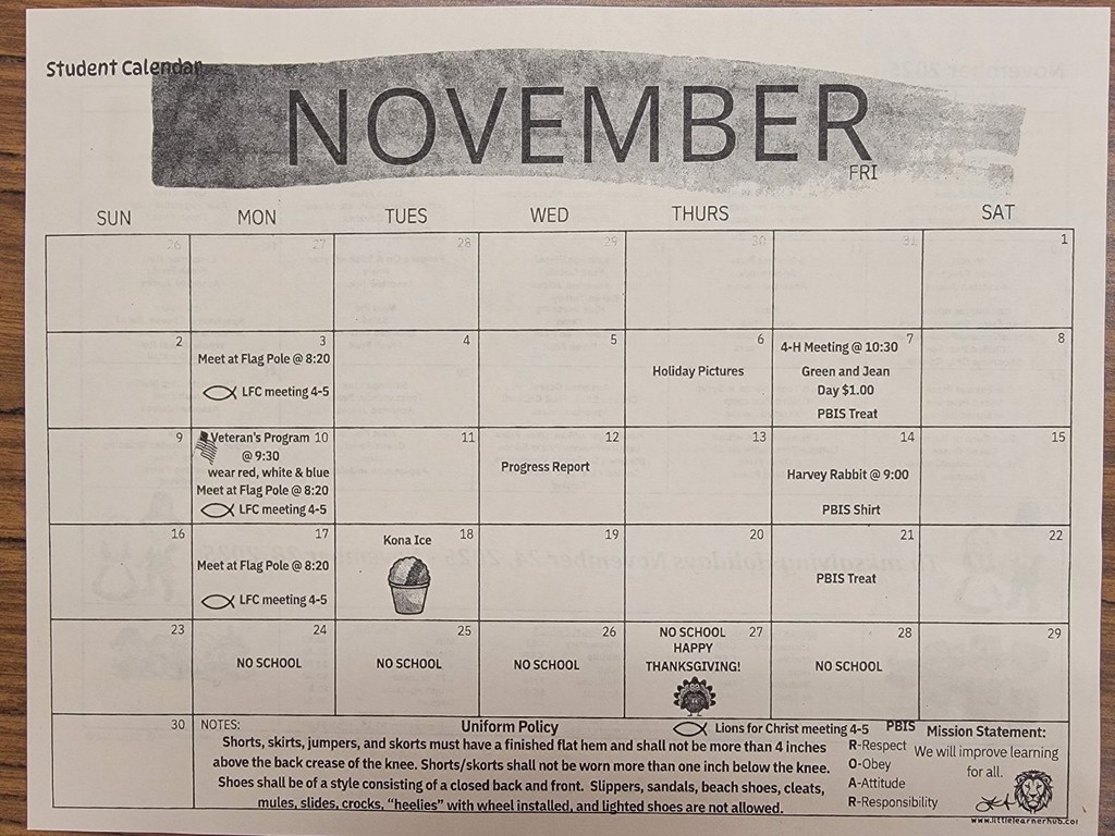 November Calendar
