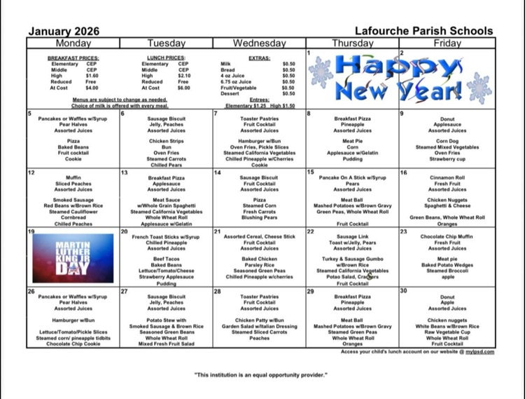 daily breakfast and lunch menu