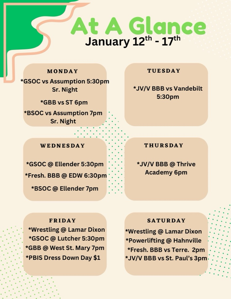 At a Glance: Week of Jan 12th