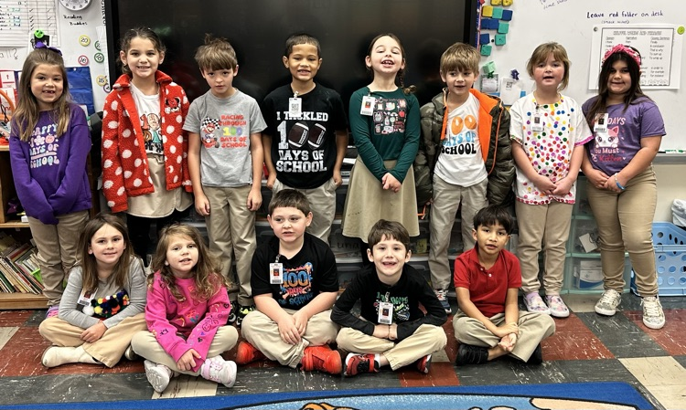 Students with 100 day shirts  