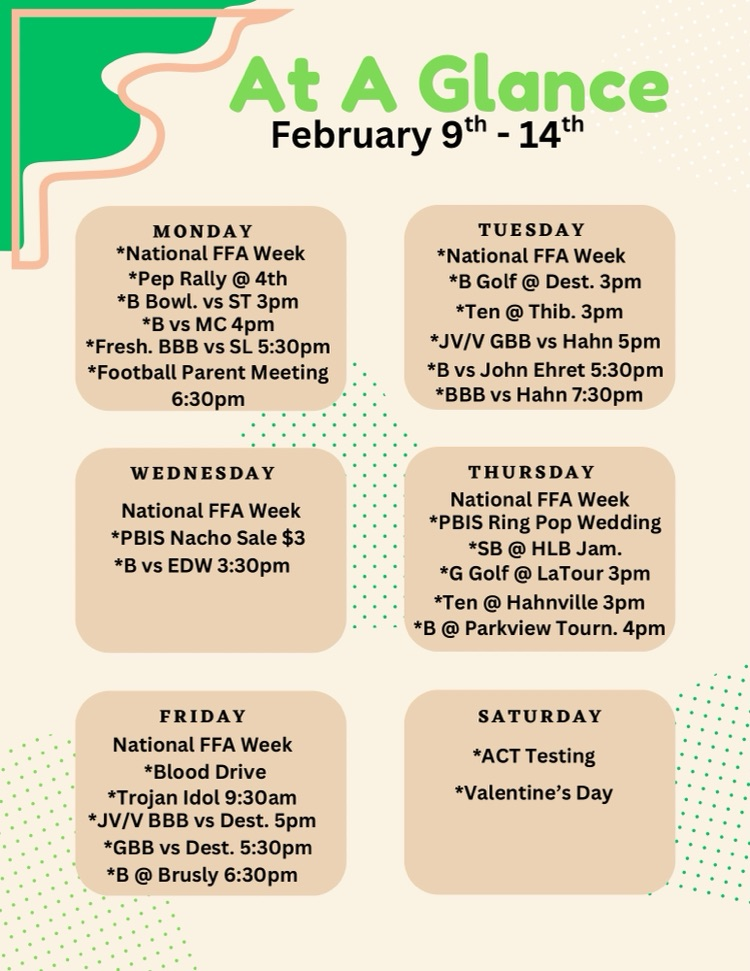 at a glance week of Feb 9th