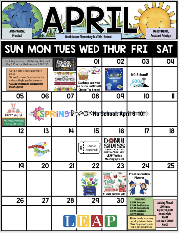 April School Events Calendar