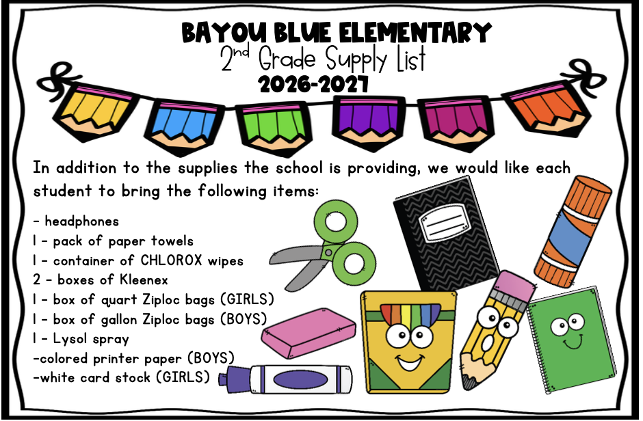 2nd grade supply list