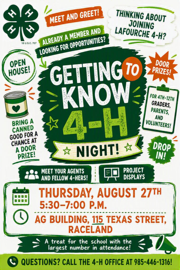 Getting to Know 4-H Night Thursday, August 27th, 2026