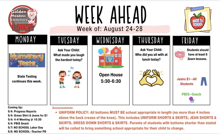 Aug 24-28 Week Ahead