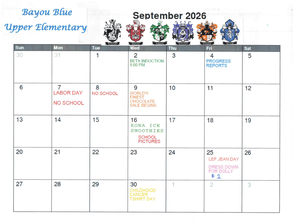 Sept. calendar