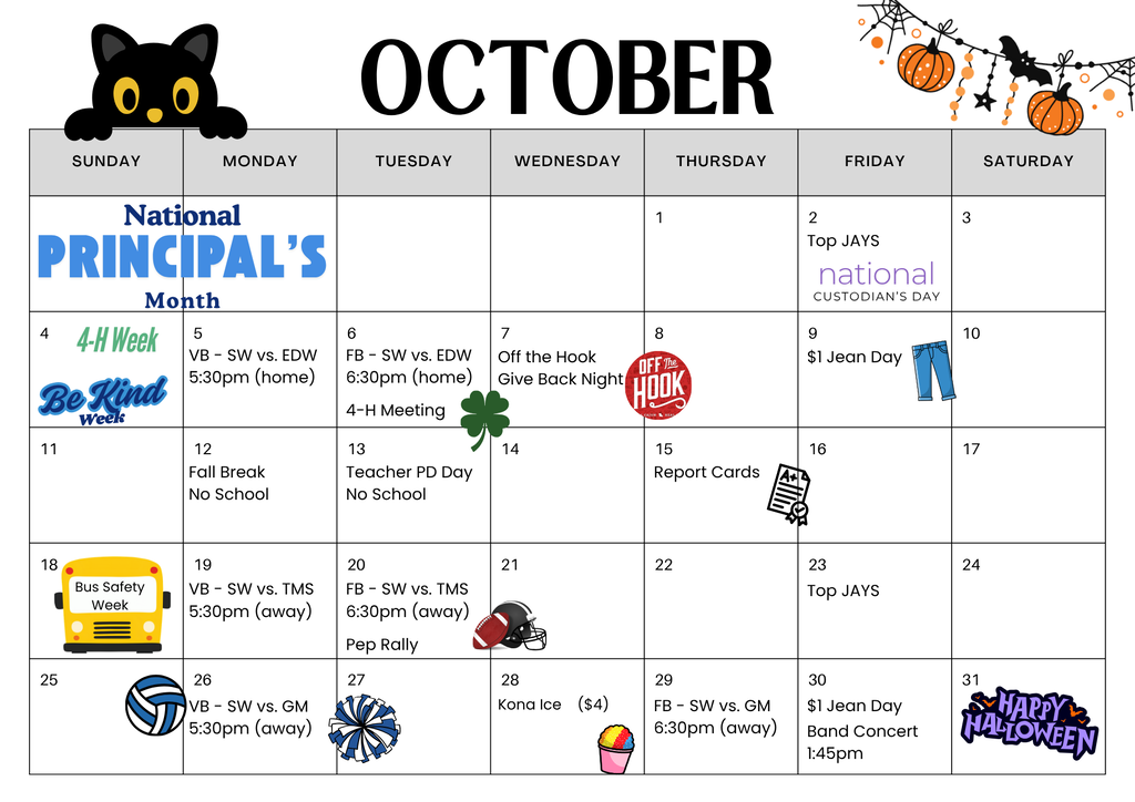 October Events Calendar