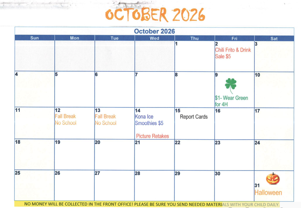 October calendar