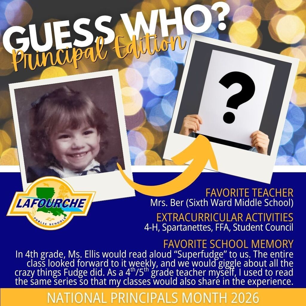 A poster with a smiling child photo, a question mark, and text about a favorite teacher, school memory, and activities.