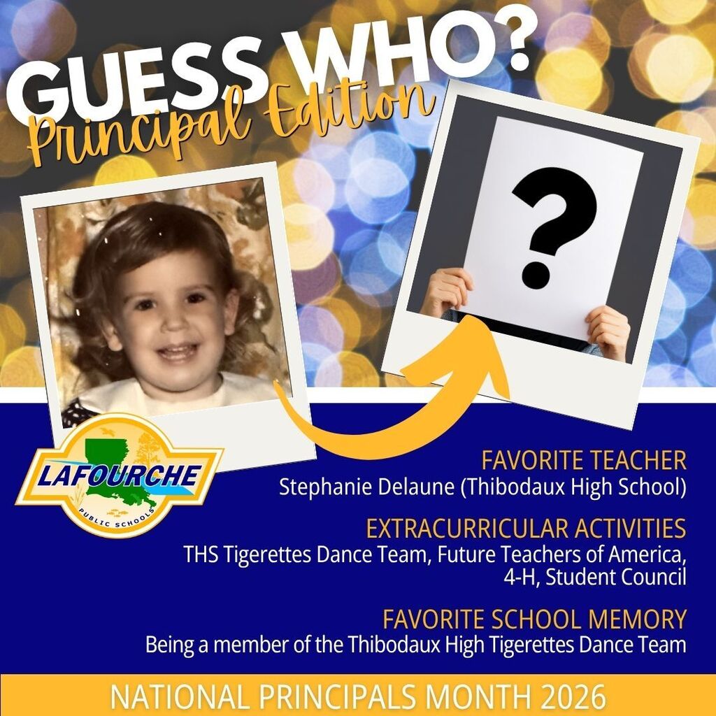 An advertisement for Guess Who? Principal Edition. A child's photo, a question mark, and some text about a favorite teacher and school memories.