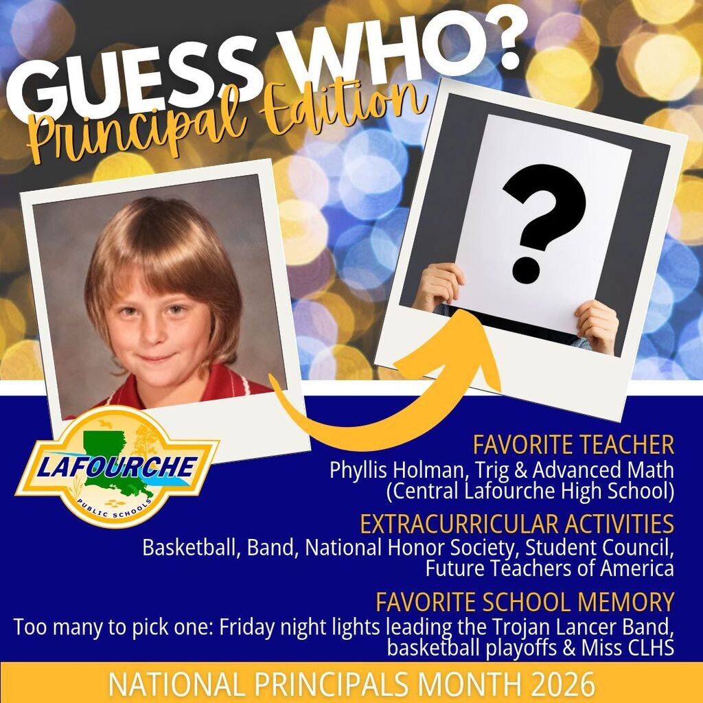 An image featuring a photo of a child, a question mark, and text overlay reading Guess Who? Principal Edition.