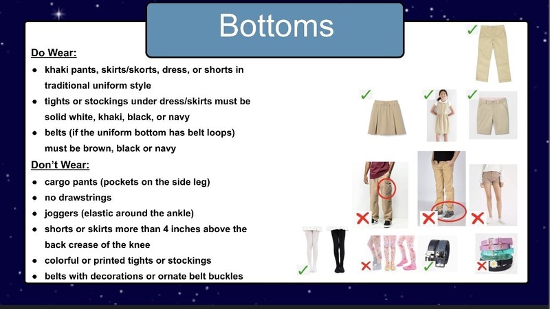 Student Dress Code for Bottoms