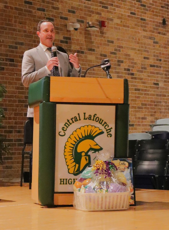 Superintendent Jarod Martin speaks at the ceremony.