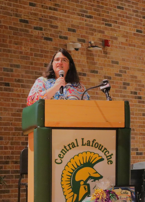 Dana Gros, LEF executive director, speaks at the ceremony.