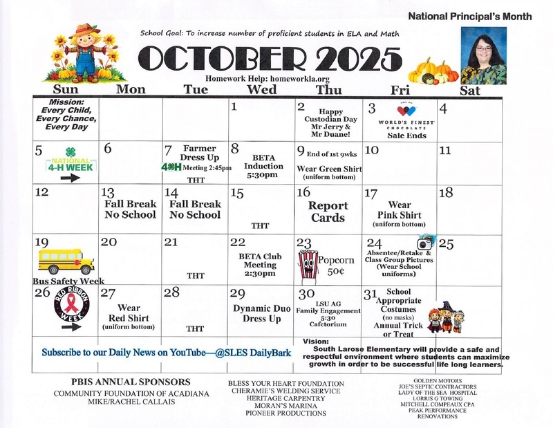 October School Calendar