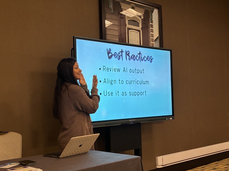 Mrs. Granier shows the best practices for teachers using Magic School: Review AI content, Align to curriculum, and Use it as a support