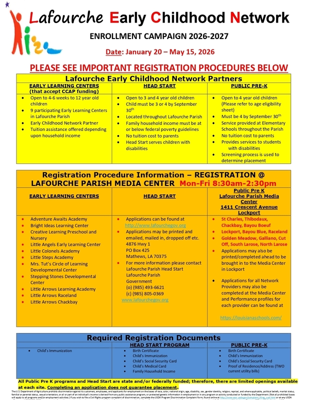 PREK registration flyer
