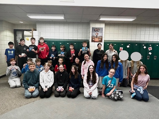 Students gathered by lockers