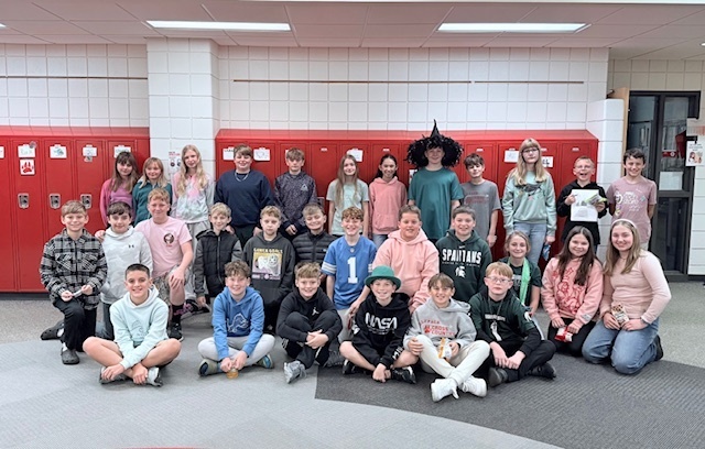 Students gathered by lockers