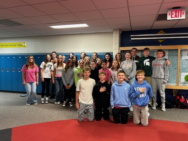 Students gathered by lockers