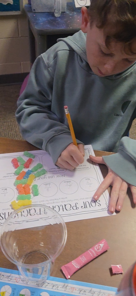 Ms. Starr's class reviewed fractions with like denominators using Sour Patch Kids! They first identified the denominator, then each color's numerator, then which fraction was the greatest and the least, and finally; they ordered the fractions from least to greatest. Of course they got to enjoy the candy at the end ❤️🧡💙💚💛