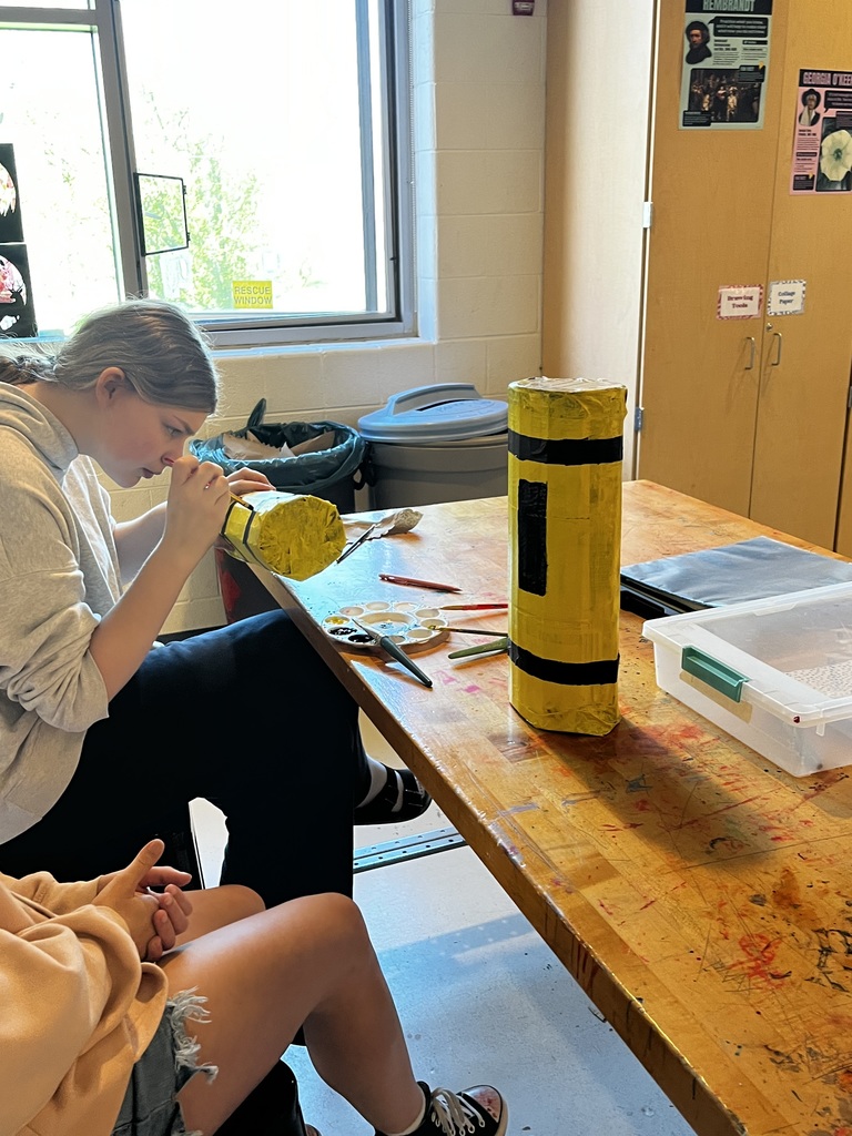 Students working on an art project