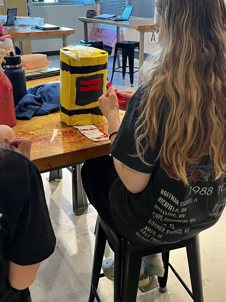 Students working on an art project