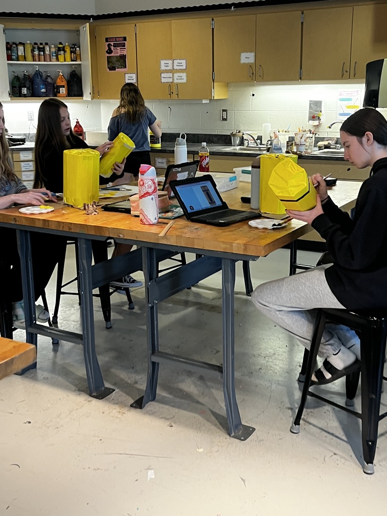 Students working on an art project