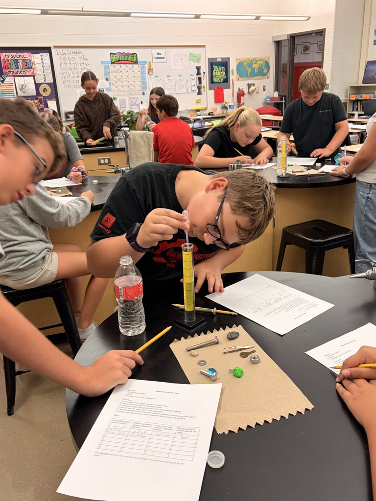 Students measuring fluid in science lab