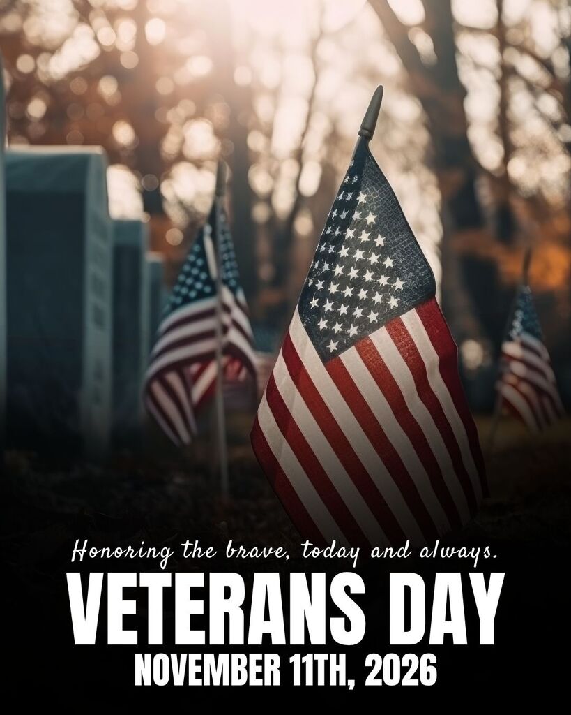 American flag in commemoration of veteran's day